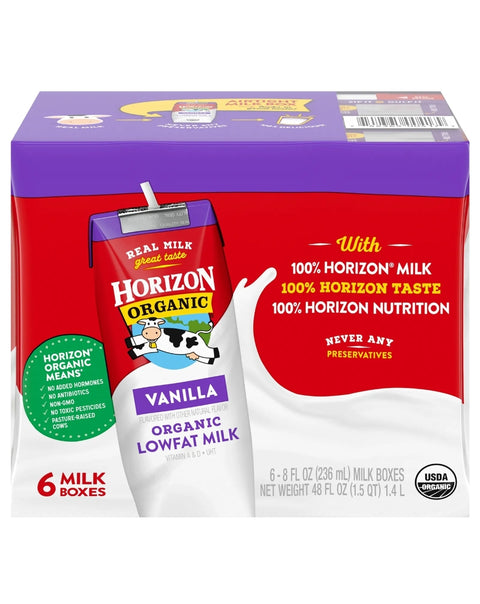 Horizon Organic 1% Vanilla Milk, 8 oz. 6 Ct