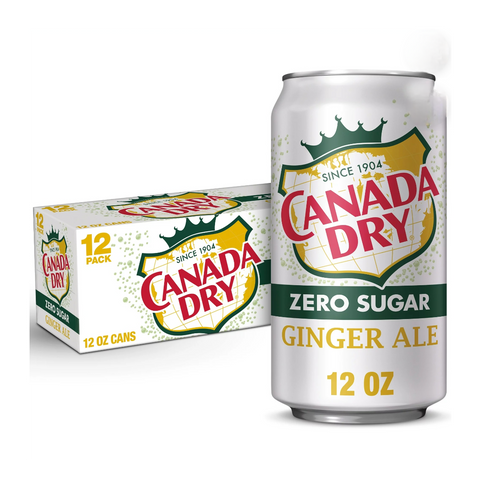 Canada Dry Zero Ginger Ale Soda, 12 Count