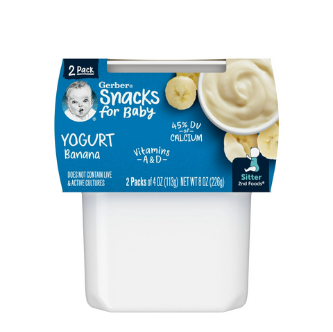 Gerber Yogurt Blends, Banana, 4 oz Cups, 2 Count