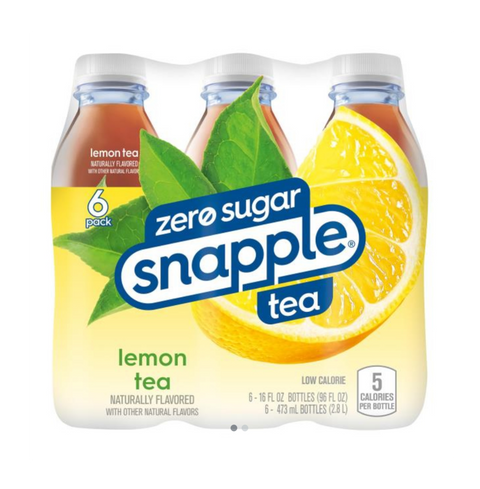 Snapple Zero Lemon Tea, 16 fl oz Bottles, 6 Count