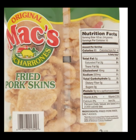 Mac's Original Crispy Fried Pork Cracklins, 5 oz