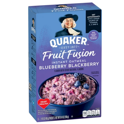 Quaker Instant Oatmeal, Fruit Fusion Blueberry Blackberry, 8.4 oz, 6 Count