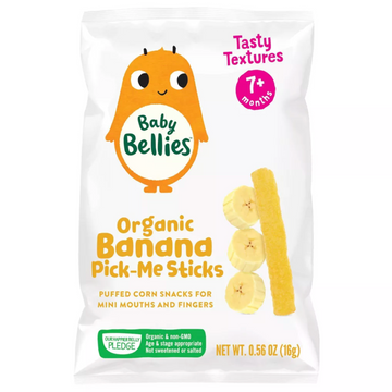 Little Bellies Organic Banana Pick-Me Sticks Baby Snacks, 0.56oz