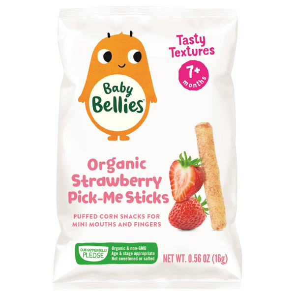 Baby Bellies Organic Pick Me Sticks Strawberry Puff Snack 0.56 oz