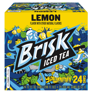 Brisk Lemon Iced Tea, bold lemon flavor, 12 fl oz, 24 Count