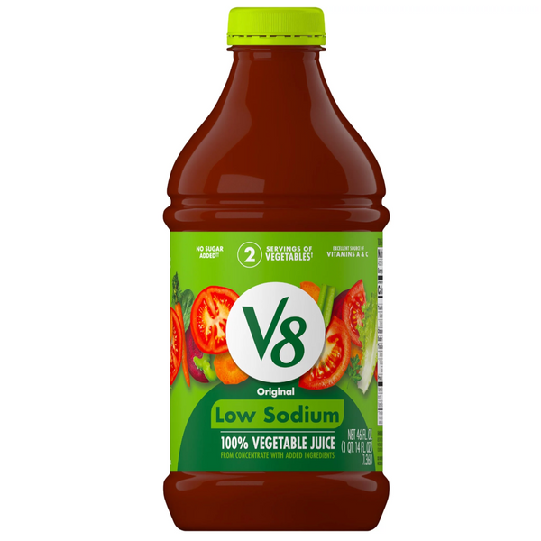 V8 Low Sodium Original 100% Vegetable Juice, 46 oz.