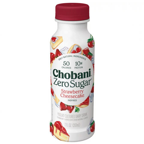 Chobani Zero Sugar Strawberry Cheesecake Yogurt Drink, 7 oz