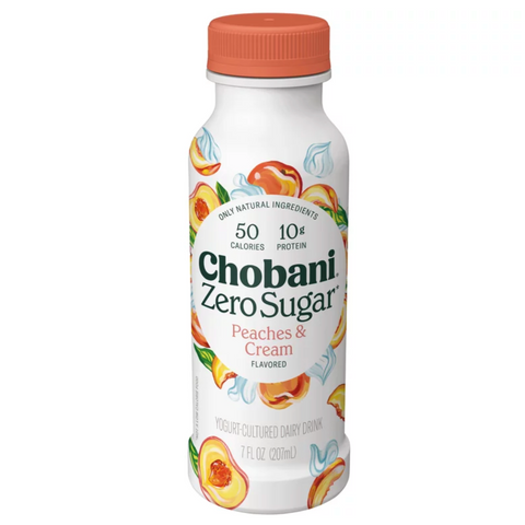 Chobani Zero Sugar Peaches & Cream Yogurt Drink, 7 oz