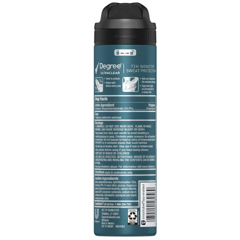 Degree Men UltraClear 72H Antiperspirant Deodorant Dry Spray, 3.8 oz