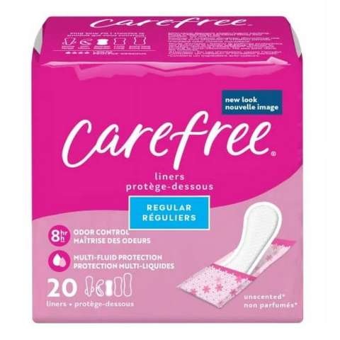 Carefree Panty Liners, Regular, Unscented, 20 Count