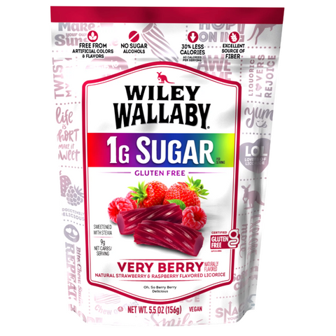 Wiley Wallaby Low Sugar Gluten Free Very Berry Licorice 5.5 oz.