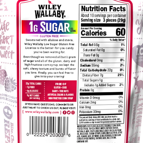 Wiley Wallaby Low Sugar Gluten Free Very Berry Licorice 5.5 oz.