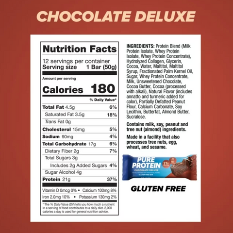 Pure Protein Bar, Chocolate Deluxe, 21g Protein, 12 Count