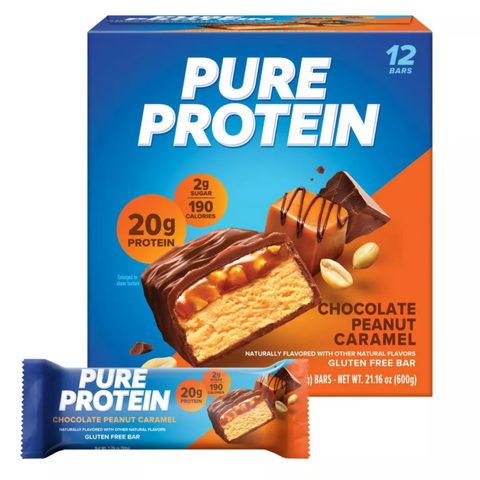 Pure Protein Bar, Chocolate Peanut Caramel, 20g Protein, 12 Count