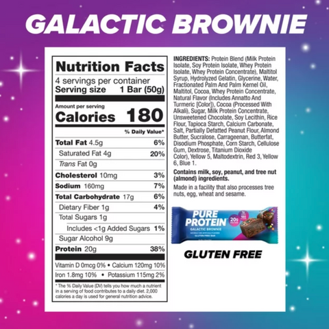 Pure Protein Bar, Galactic Brownie, 4 Count