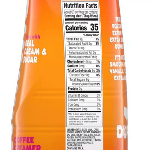 Dunkin' Donuts Extra Extra Vanilla Coffee Creamer, 32 fl oz