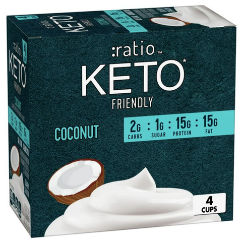 Ratio Keto Friendly Yogurt Cultured Dairy Snack Cups, Coconut, 5.3 oz., 4 Count