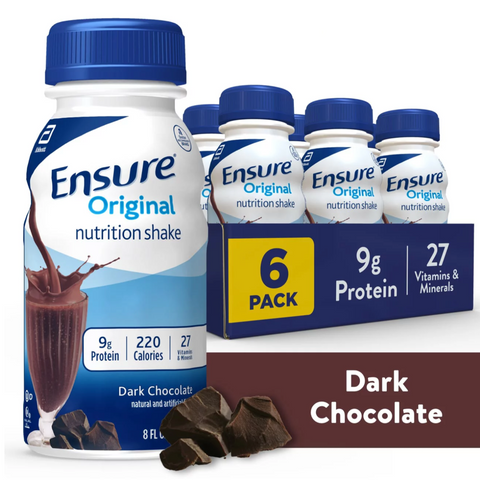 Ensure Original Nutrition Shake, Dark Chocolate, 6 Count