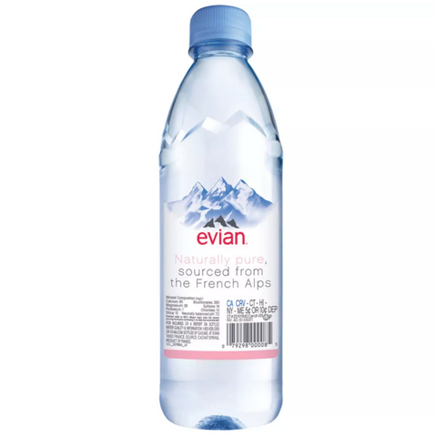 Evian Natural Spring Water, 0.5L, 6 Count