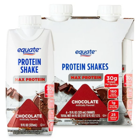 Equate Max Protein Nutrition Shake, Chocolate, 11 fl oz, 4 Count