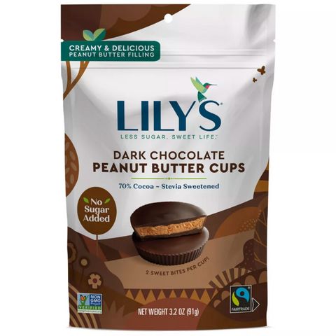 Lily's Dark Chocolate Peanut Butter No Sugar Added Cups, 3.2oz