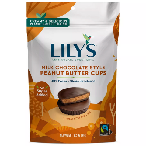 Lily's Milk Chocolate Style Peanut Butter No Sugar Added Cups, 3.2oz