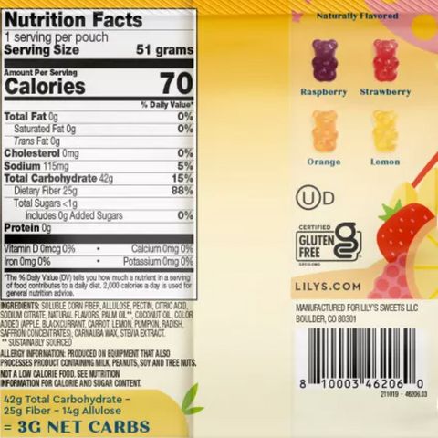 Lily's Gummy Bears Sweet Fruit Flavors, 1.8oz