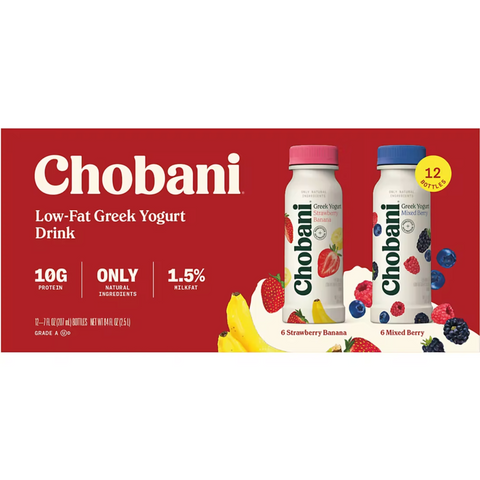 Chobani Low-Fat Greek Yogurt Drink, 12 Count