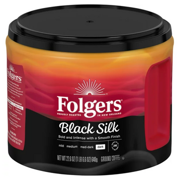 Folgers Black Silk Ground Coffee, Smooth Dark Roast Coffee, 22.6 oz