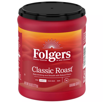 Folgers Classic Roast Ground Coffee, Medium Roast, 9.6oz