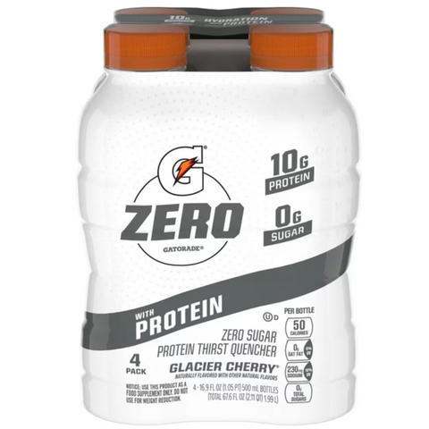 Gatorade Zero Sugar Protein Thirst Quencher Glacier Cherry, 16.9 oz, 4 Pack