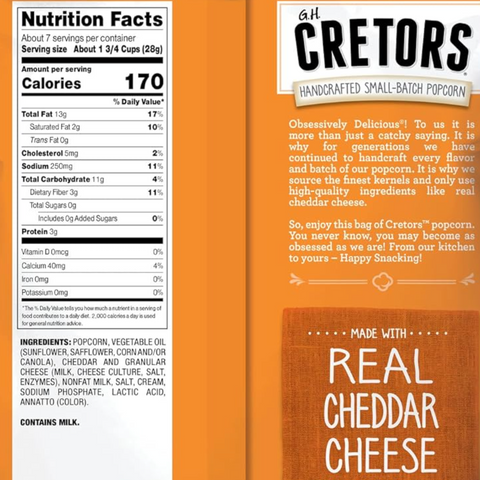 G.H. Cretors Popcorn, Cheddar Cheese, 6.5oz