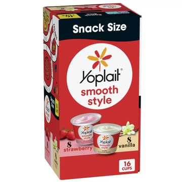 Yoplait Smooth Style Strawberry Vanilla Low Fat Yogurt, Snack Size, 16 Ct