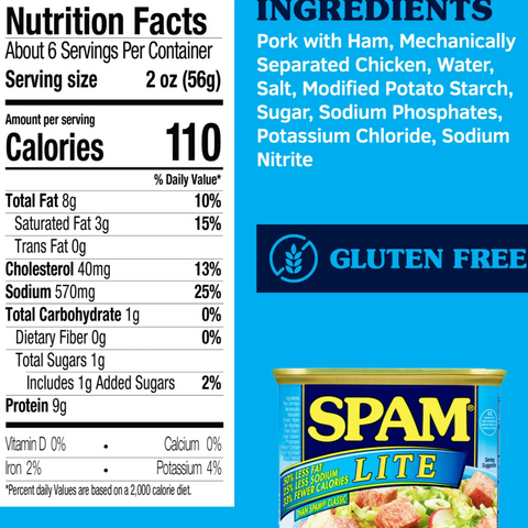 SPAM Lite Lunch Meat, 12oz