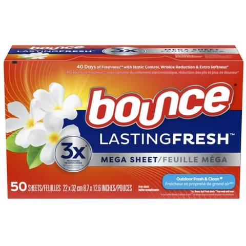 Bounce Lasting Fresh Mega Dryer Sheets, 50 Count