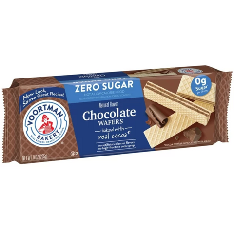 Voortman Zero Sugar Chocolate Wafers, 9 oz