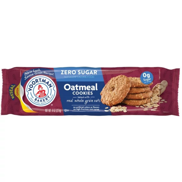 Voortman Zero Sugar Oatmeal Cookies, 8 oz