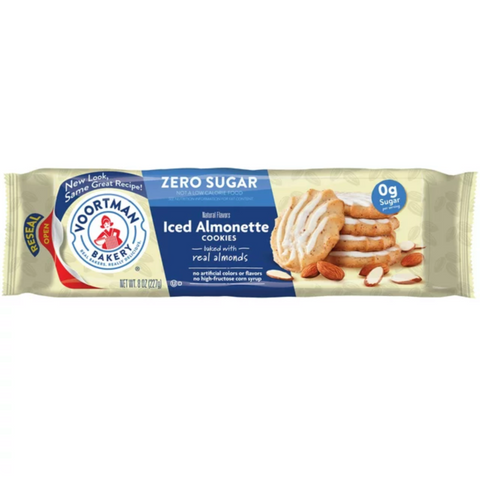 Voortman Zero Sugar Iced Almonette Cookies, 8 oz