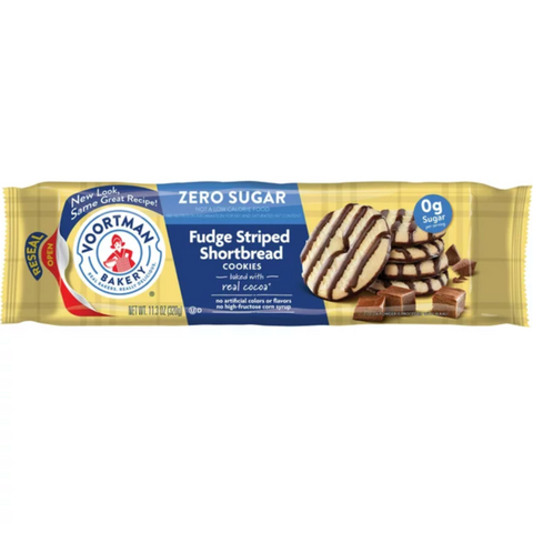 Voortman Zero Sugar Fudge Striped Shortbread Cookies, 11.3 oz