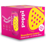 Poppi Strawberry Lemon Prebiotic Soda, 12 fl oz, 4 Count