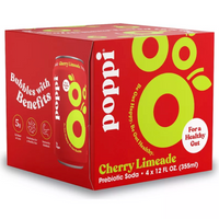 Poppi Cherry Lime Prebiotic Soda, 12 fl oz, 4 Count