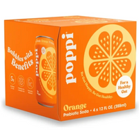 Poppi Orange Prebiotic Soda, 12 fl oz, 4 Count