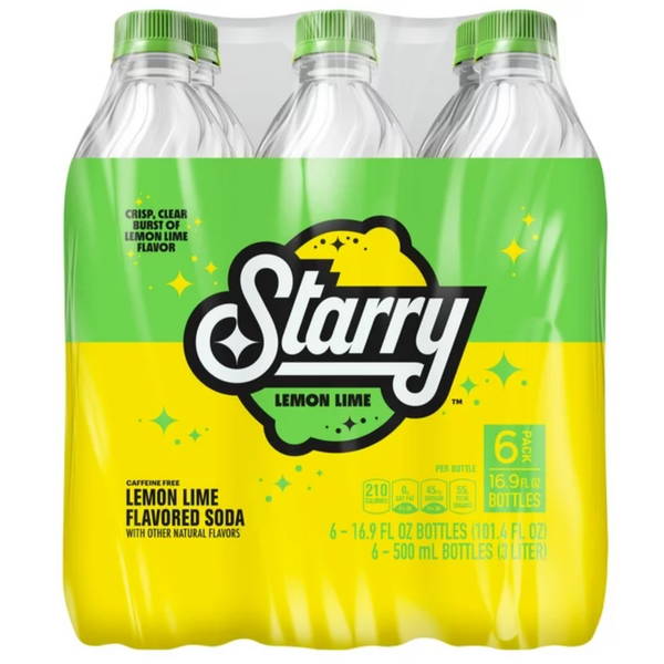 Starry Lemon Lime Flavored Soda Pop 16.9 fl oz, 6 Count