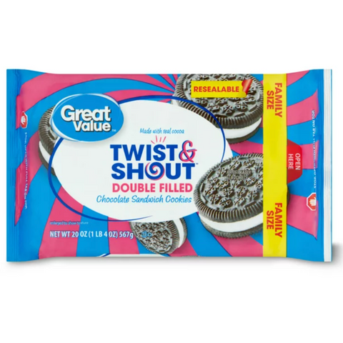 Great Value Twist & Shout Double Filled Chocolate Sandwich Cookies, 20 oz.