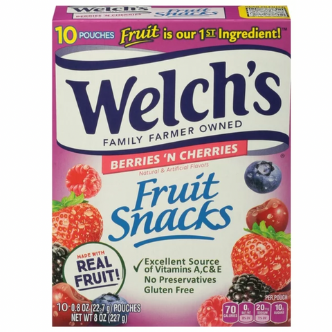 Welch's Fruit Snacks, Berries 'n Cherries , 10 Count