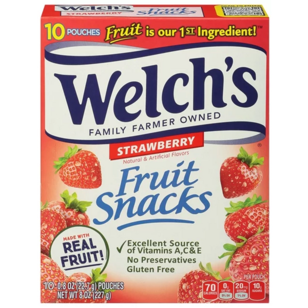 Welch's Strawberry Fruit Snacks, 10 Count