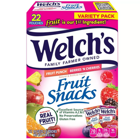 Welch's Fruit Snacks, Variety, Berries 'n Cherries & Fruit Punch, 22 Count