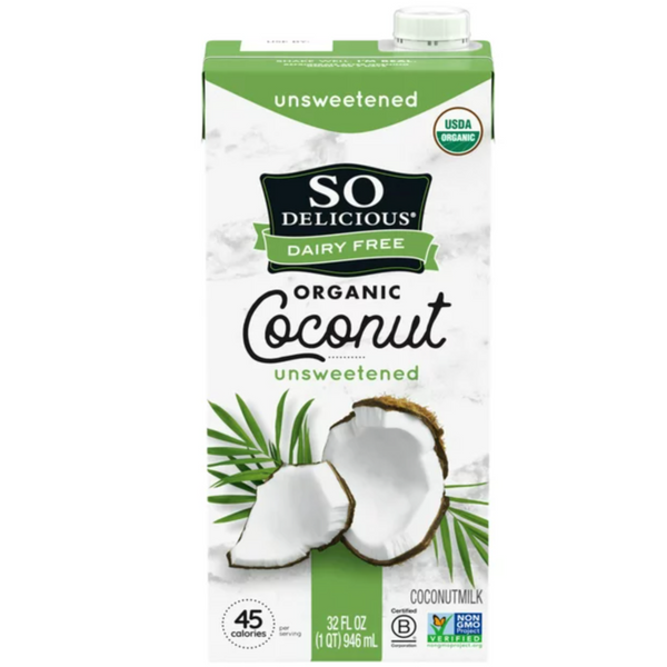 So Delicious organic Dairy Free UHT Unsweetened Coconut Milk, 32 oz.