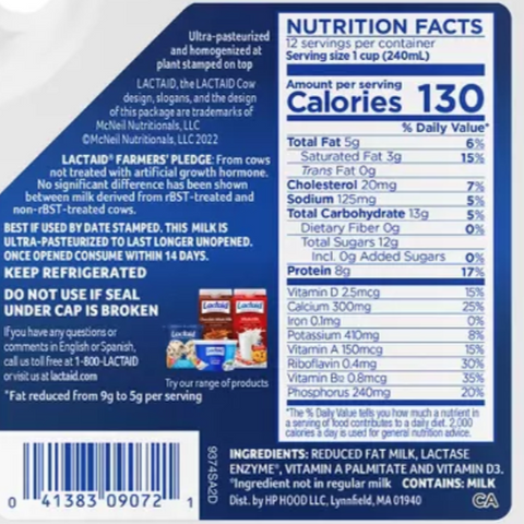 Lactaid Lactose Free 2% Reduced Fat Milk, 96 fl oz