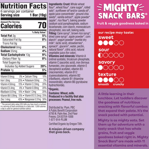 Plum Organics Mighty Snack Bars Strawberry, 4.02oz, 6 Count